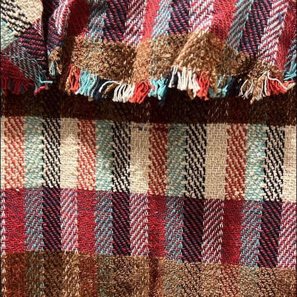 dRA Kelsey Plaid Fringe Ruffle Top Medium - Picture 6 of 9